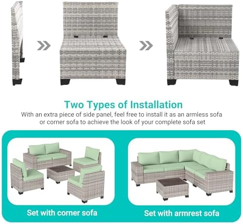 Outdoor Patio Furniture Set PE Wicker Rattan Outdoor Sectional Sofa - Image 5