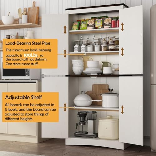 chartustriable 71in Farmhouse Kitchen Pantry Cabinet, Tall Storage Cabinet - Image 3