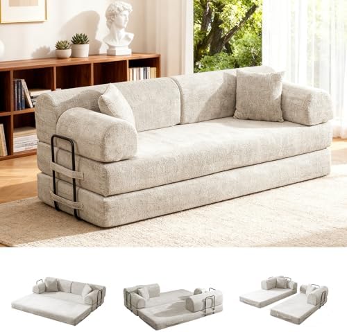 78.8" Convertible Sofa Bed, High Back Boneless Couch by NNQComfyHome