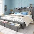 King Bed Frame and Headboard & 4 Storage Drawers, Built-in Charging Station by UnwindinYourOwnSpace