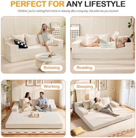 Erament Convertible Futon Sofa Bed Couch, Compression Boneless Floor Couch Sofa - Image 6