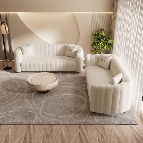 2-Piece Cream White Tufted Sofa Set - Image 5