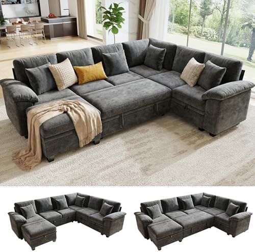 107.8" Modular Sectional Sleeper Sofa by WorthFurni
