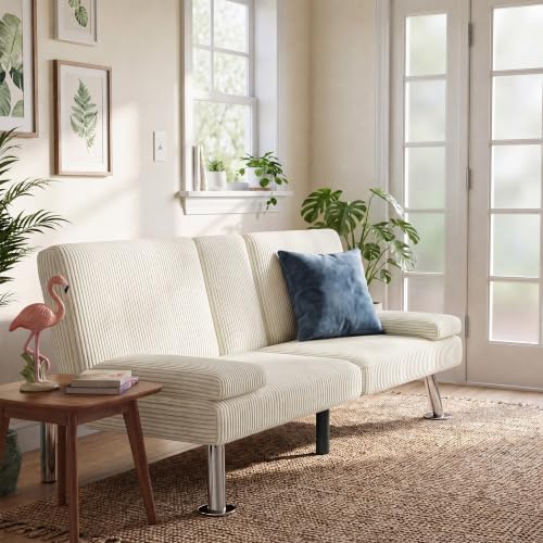 Furmax Corduroy Futon Sofa Bed, Adjustable Futon Couch - Image 2