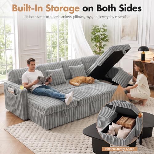 108" U Sectional Sleeper Sofa Pull Out Couch - Image 6
