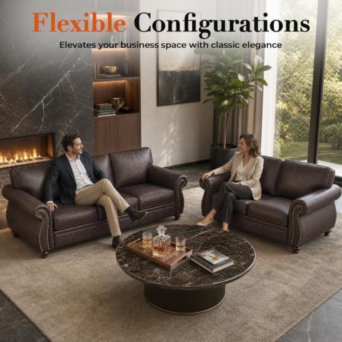 Couchus 71" W Loveseat Sofa Couch, Faux Leather Fabric Sofas - Image 6