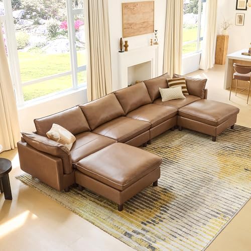 CHITA 161" Genuine Leather Sofa, Large Sectional Couches, 6 Seater by Unknown