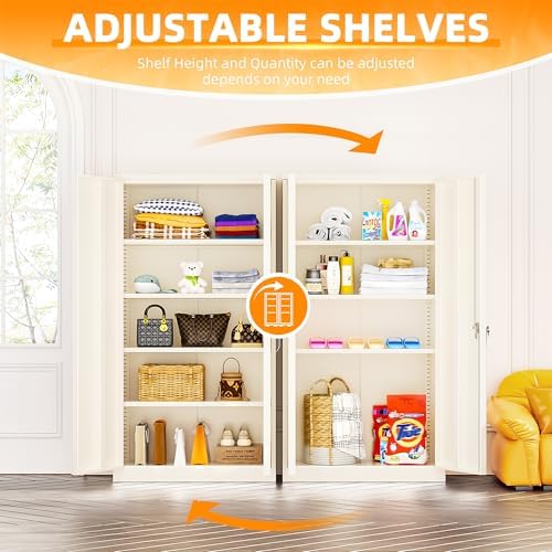 INTERGREAT Metal Storage Cabinet Doors, Tall Lockable Steel Cabinets - Image 6