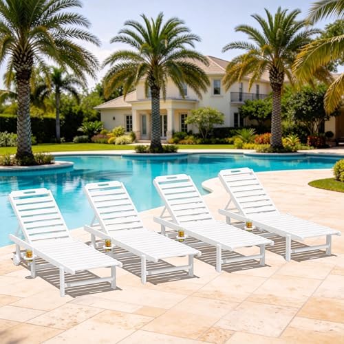 SERWALL HDPE Outdoor Chaise Lounge Set of 4 by SERWALL