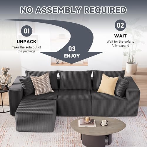 Weture 107.4" Modular Bnoeless Couch, Convertible Sectional Couch - Image 4