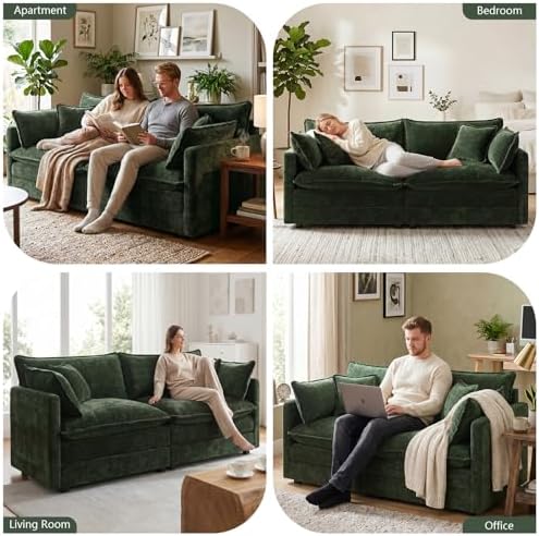 GNIXUU 76" Green Cloud Loveseat Sofa 2 Seater Modular Couch - Image 6