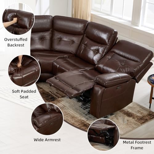 CANMOV Genuine Leather L-Shaped Power Recliner Sectional Corner Sofa - Image 4