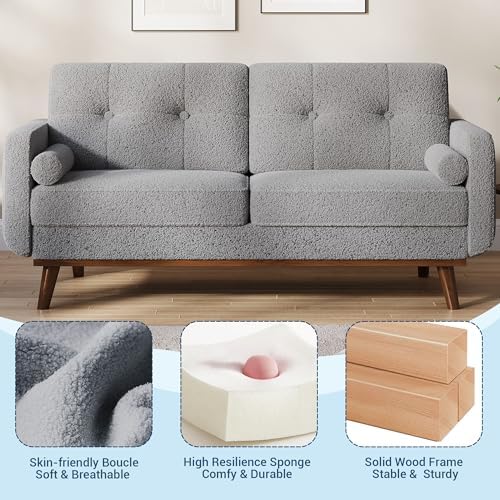 IDEALHOUSE 65" Mid Century Modern Couch Sofa Loveseat - Image 6