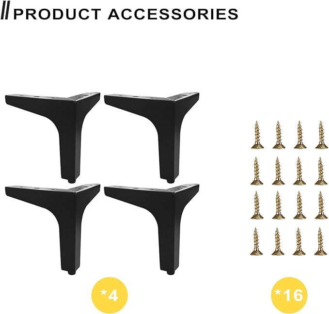 AODIOU Furniture Legs Metal feet: Couch Legs 6 Inch Sofa Cabinet Legs - Image 7