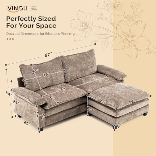 VINGLI Convertible Sectional Loveseat Sofa - Image 5
