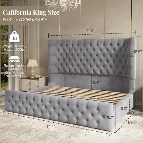 Jocisland Cal King Bed Frame Sleigh Headboard & Footboard - Image 2