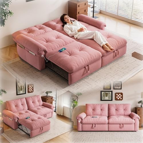77" Queen Size Sofa Bed, Loveseat Sleeper Sofa by ZHCREAL