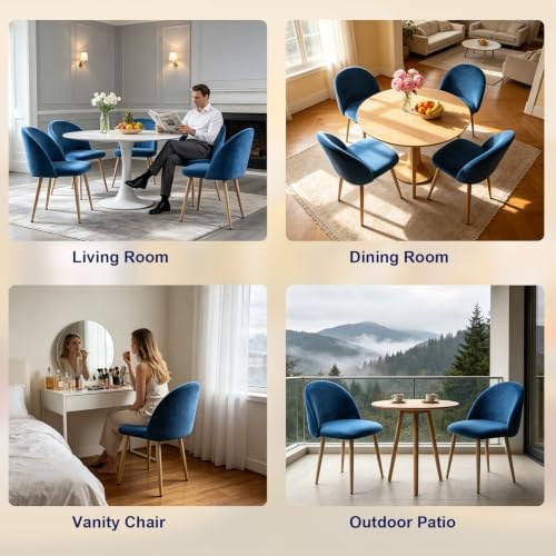 Lightdot Dining Chairs Set of 2, Mid Century Modern Velvet Kitchen Chairs - Image 4