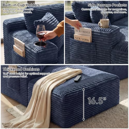 133" U-Shaped Modular Sectional Sofa, Boneless Couch - Image 4