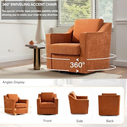 Swivel Accent Chairs Set of 2, Chenille Armchair - Image 4