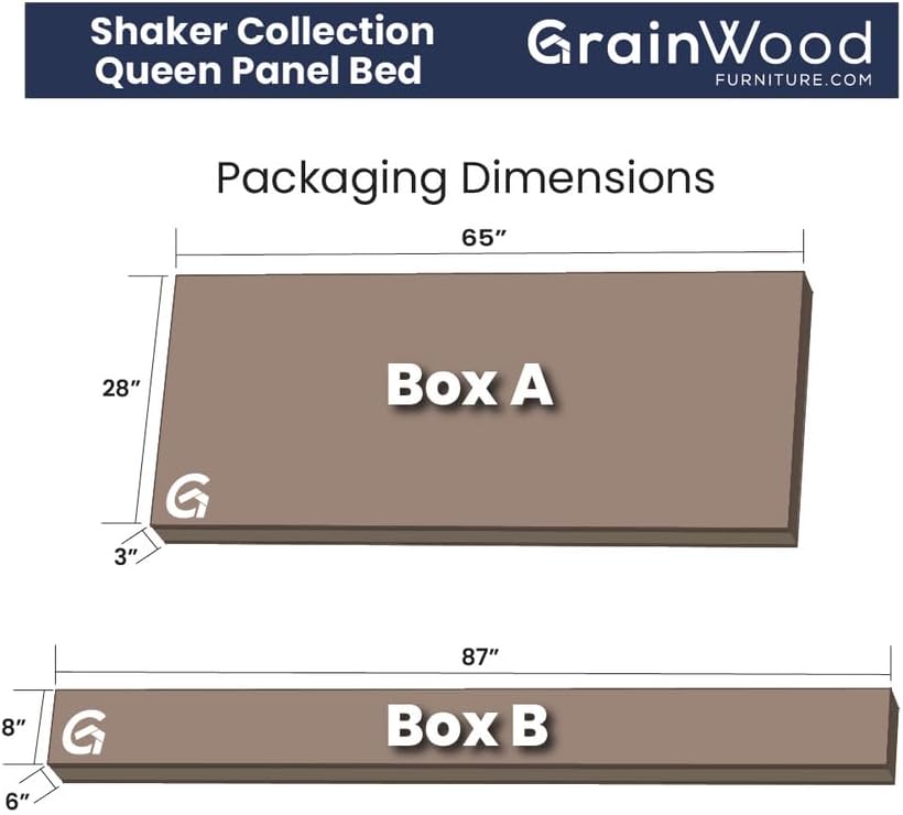 Grain Wood Furniture Shaker Solid Wood Panel Platform Bed, Queen Size - Image 2