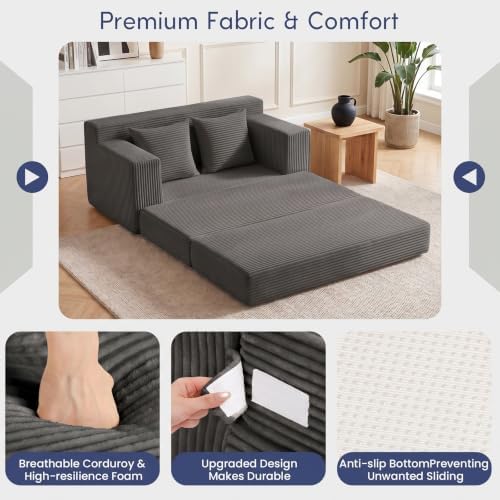 Convertible Sofa Bed with Ottoman, Small Boneless Loveseat Couch - Image 4