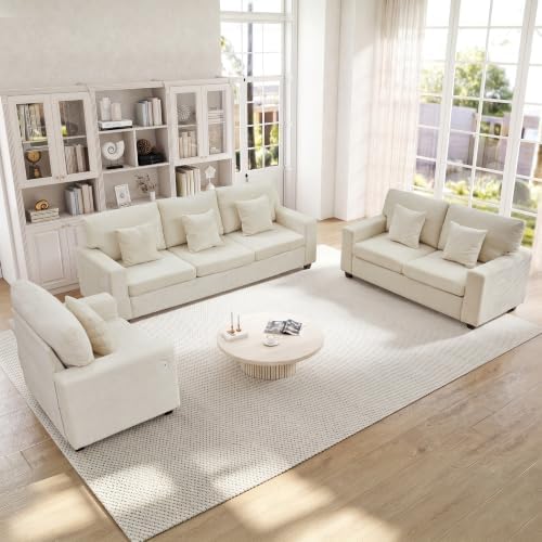 Loveseat & 3 Seater Couch with Chair Chenille Couch Set by MAHYIZYI-SimpleFashionable