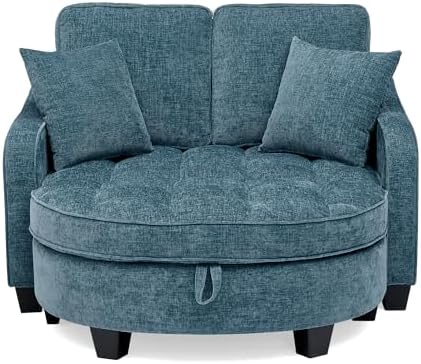ERYE Chenille Tufted Loveseat Sofa and Ottoman Set - Image 6