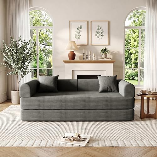79'' Convertible Compressed Corduroy Folding Cloud Sofa Bed, 4 in 1 Modern - Image 4
