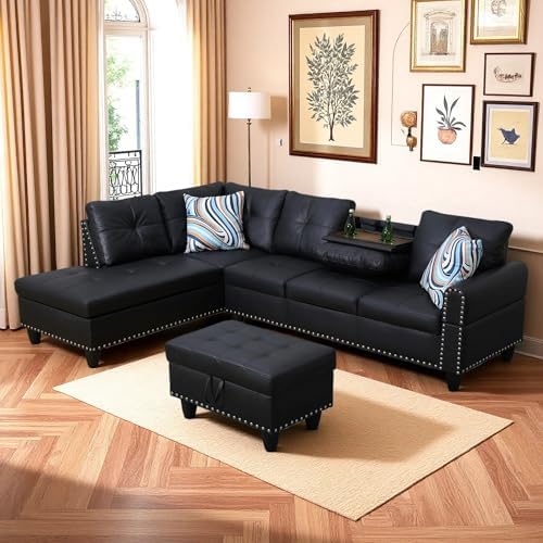 Leather 3-Piece L-Shaped Couches - Image 3