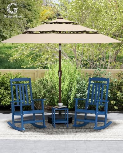 GREENVINES Outdoor Rocking Chairs Set, 2 Rockers w/ 1 Side Table - Image 2