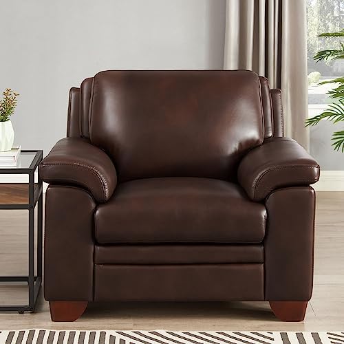 Hydeline Magnum Top Grain Leather Sofa and Chair Set, Chestnut Brown, Memory - Image 4