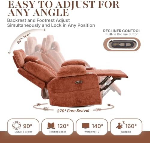 Swivel Rocker Recliner Chair for Adults, Electric Rocking Recliner Chairs - Image 3
