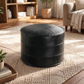Leather Round Ottoman, Pouf for Living Room by DIVANUS