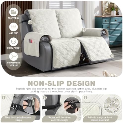 TAOCOCO Waterproof Loveseat Recliner Covers Non Slip - Image 5