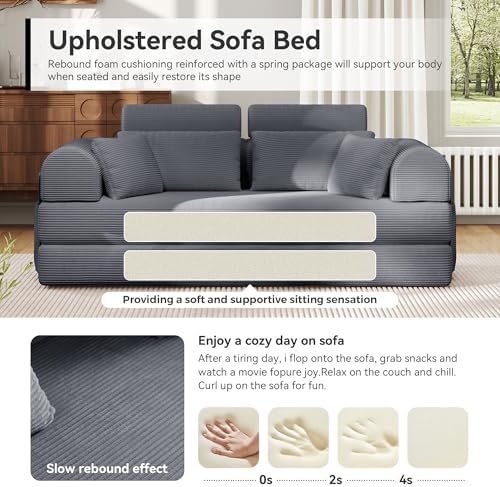 79"Round Arm Sofa with High Backrest Pillow - Image 5