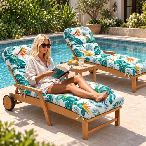 Outdoor Lounge Chair Cushions Set of 4 Waterproof 75.1 x 22.8 x 4.7" 8# - Image 2