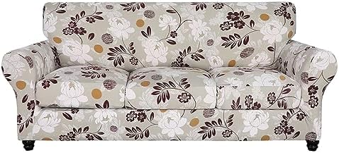 SearchI Stretch Sofa Cover Printed Couch Cover, Floral Pattern 4 Pieces Sofa by SearchI