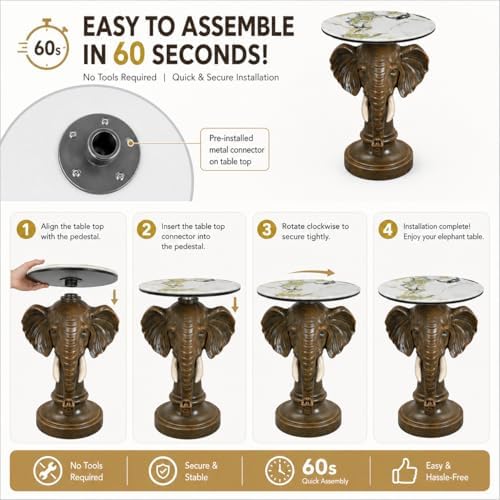 Elephant Head Accent End Table, Side Table - Image 3