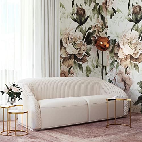 Yara 90.6" Beige Pleated Performance Velvet Sofa - Image 2