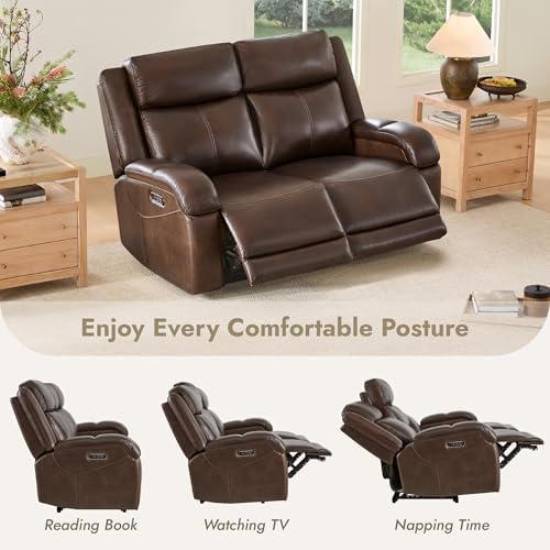 Watson & Whitely Genuine Leather Wall Hugger Power Recliner Loveseat - Image 4
