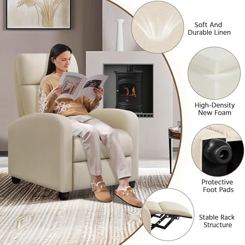 Yaheetech Recliner Chair with 3 Adjustable Angles Living Room Chairs Beige - Image 5