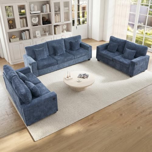 3 Seater Sofa with 2 Loveseat Chenille Couch Set by MAHYIZYI-SimpleFashionable