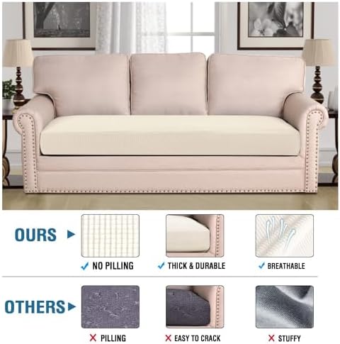 H.VERSAILTEX Super Stretch Individual Seat Cushion Covers Sofa Covers Couch - Image 2