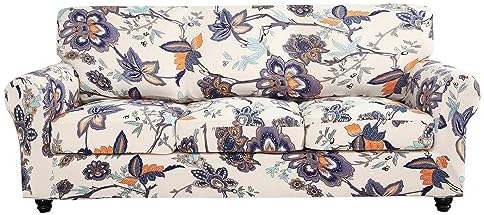 SearchI Stretch Sofa Cover Printed Couch Cover, Floral Pattern 4 Pieces Sofa by SearchI