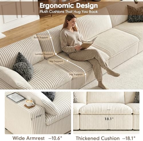 157.6" Cloud Couch Sectional, Oversized 7 Seater L Shaped Sofa - Image 5
