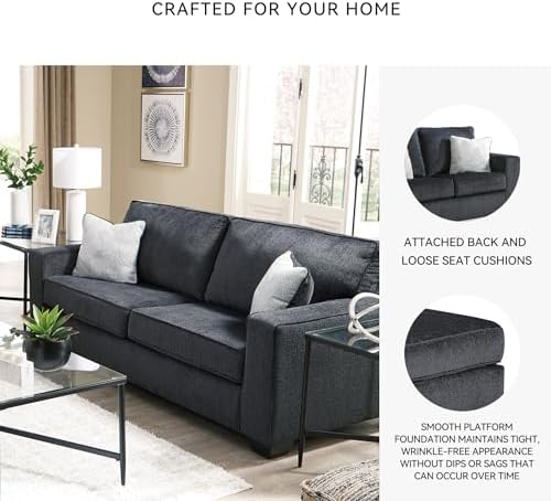 Signature Design by Ashley Altari 3-Seater Chenille Sofa, Slate Gray - Image 5