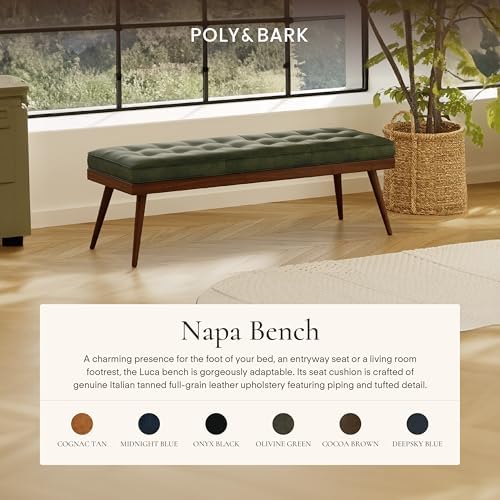 POLY & BARK 55" Tufted Leather Bed Bench - Image 3