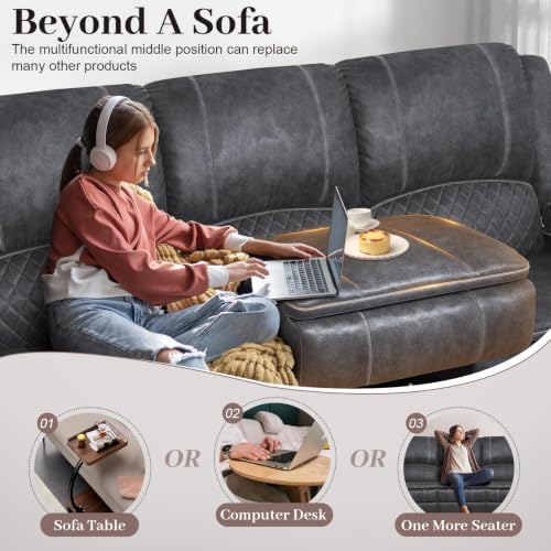 3 Seater Reclining Sofa with Multi-Functional Middle Seat - Image 3