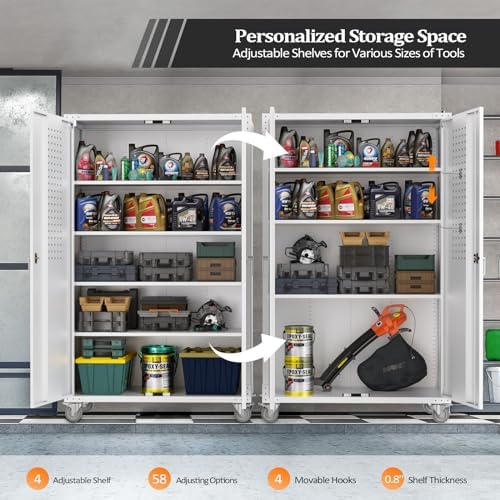 VINGLI Upgraded Wide & Deep Garage Storage Cabinet, Metal Storage Cabinet - Image 3